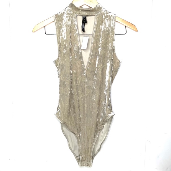 Urban Outfitters Tops - NWT urban outfitters velvet light grey Body suit